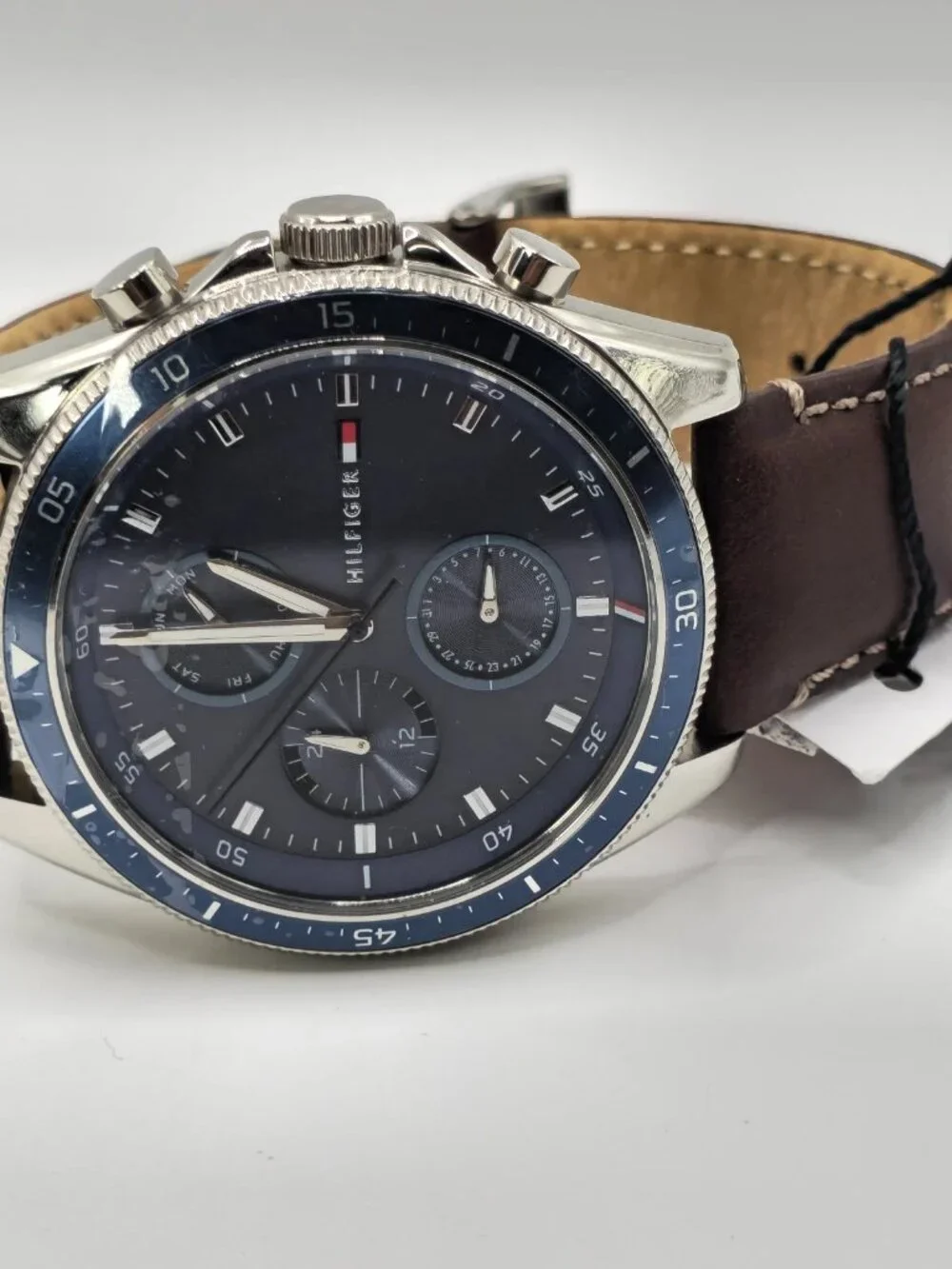 Tommy Hilfiger Damon TH433 Men's Blue Brown Leather Watch 46mm